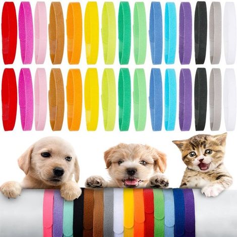 Lot de 30 colliers de marquage - Colliers pour chiots - Colliers pour animaux de compagnie - Colliers pour nouveau-nés - Doux et ajustables - Conviennent aux chiots et chatons nouveau-nés - 15 couleur (1/5)