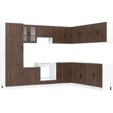 14 Piece Kitchen Cabinet Set Porto Brown Oak Engineered Wood vidaXL