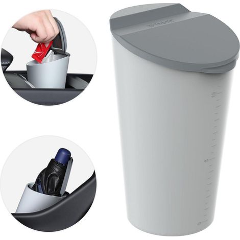 Auto Mülleimer mit Deckel, Silikon, Mini Abfalleimer für Auto, Büro, Becherhalter, Grau (1/5)