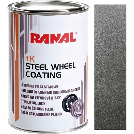 Pintura lista para usar para llantas de acero, color plata, 800 ml, grano grueso, 1K, Ranal 092 (1/5)