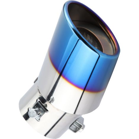 Tube d'échappement chromé bleu acier inoxydable universel, embout de silencieux arrière courbé pour voiture (1/5)