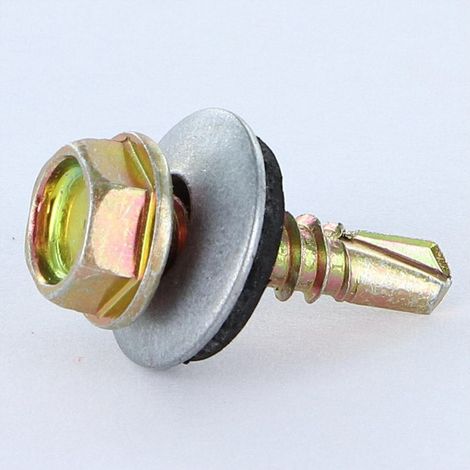 Vis autoperceuse Tête hexagonale TH 4.8X19 Rondelle d'étanchéite EPDM Bichromaté-10 pièces