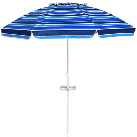 Sombrilla de playa de 220 cm, toldo inclinable, portavasos, bolsa de transporte. (1/5)