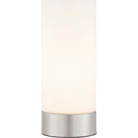 Endon Dara - Lampada da tavolo a 1 luce nichel spazzolato, vetro duplex opalino opaco, E14 (1/4)