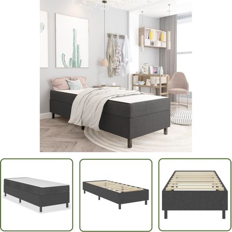 The Living Store Boxspring-Bettgestell Grau Stoff 100x200 cm - Boxspringbett - Bettrahmen - Doppelbett - Grau - Stoff (1/5)