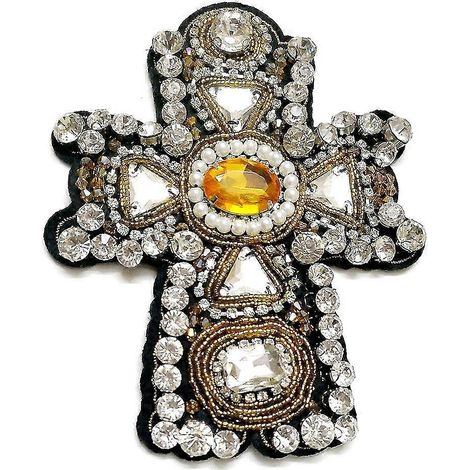 Pour la création de strass pour écusson croix grand format pour vêtements, insigne de croix à coudre (1/5)