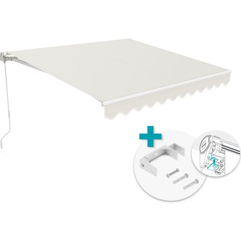 Toldo monobloque VECCHIO 3m x 2,5m blanco con tejido beige y fijación al techo (1/5)