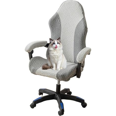 Housse de chaise de bureau, housse de chaise de jeu extensible avec accoudoirs, housse de siège de chaise d'ordinateur, gris A.