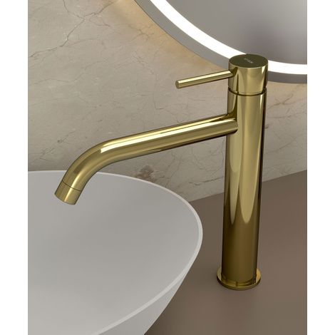 Miscelatore lavabo con bocca lunga dorato - Corbeau (1/5)