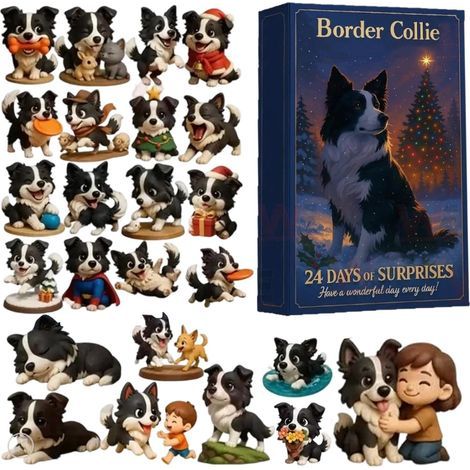 Calendario dell'Avvento - Statuette acriliche 2D di un cane dell'Avvento, simpatico calendario del conto alla rovescia per ragazze e bambini, decorazione per feste per casa, parete, porta (1/5)