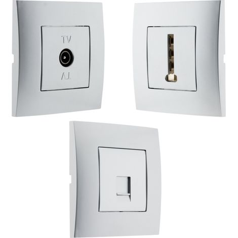 Prise TV + prise téléphonique 8 plots + prise RJ45 - Simplea - Zenitech