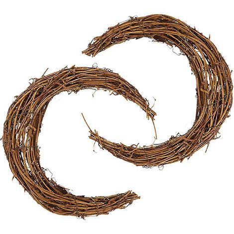 Cadres de couronne en rotin en forme de croissant (paquet de 2), matériaux floraux légers à faire soi-même, adaptés aux décorations murales de Noël et aux décorations de mariage, naturellement faits à (1/5)