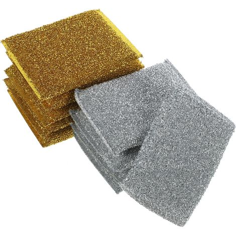 10-teiliges Set wiederverwendbarer Küchentücher in Gold und Silber, multifunktionale, kratzfeste Scheuerschwämme für Geschirr, Oberflächen und Arbeitsplatten, Geschirrtücher für (1/4)