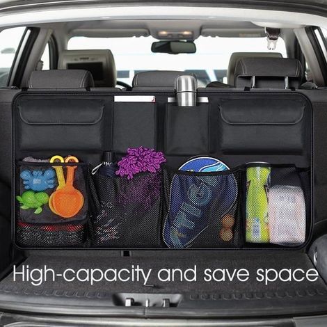 Organisateur de Coffre Sac de Rangement pour Voiture SUV MVP 8 Poches Rangement du Sige Arrire avec 3 Sangles de Rglage (1/4)