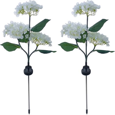 Lot de 2 Lampes solaires, Hortensias LED, Étanches, ABS et alliage d'aluminium, pour Jardin et Allées (1/5)