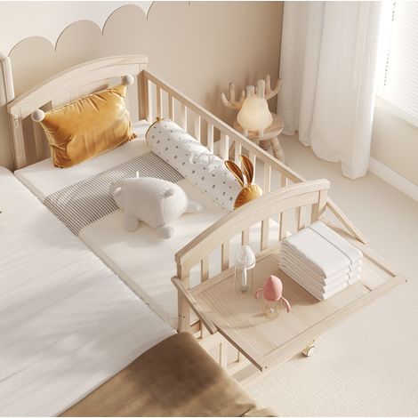 Lettino evolutivo 120x60 cm in pino naturale, estensibile, senza materasso - CHICFURN (1/5)