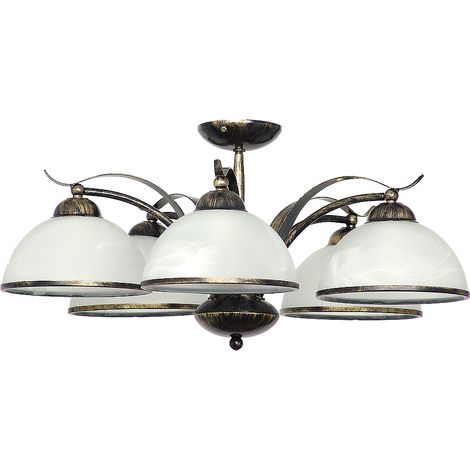 Lampada da soffitto con bracci Lampadario dal design Libery in ottone antico a 5 Punti luce ideale per salotto (1/5)