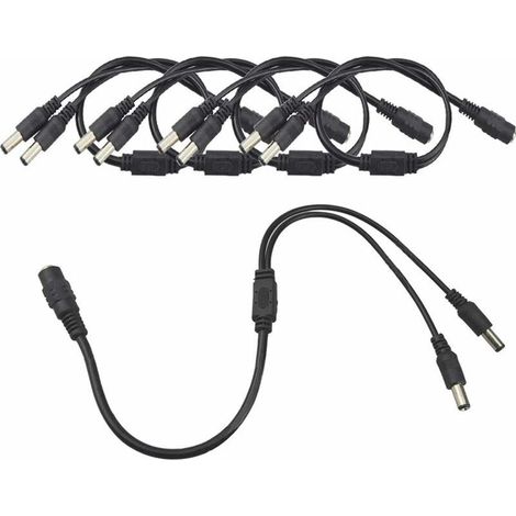 5-teiliges Premium-DC-Stromverteilerkabel, 1 Buchse auf 2 Stecker CCTV-Verteilerkabel, 5,5 x 2,1 mm DC-Stromversorgungs-Verteilerkabel (1/5)