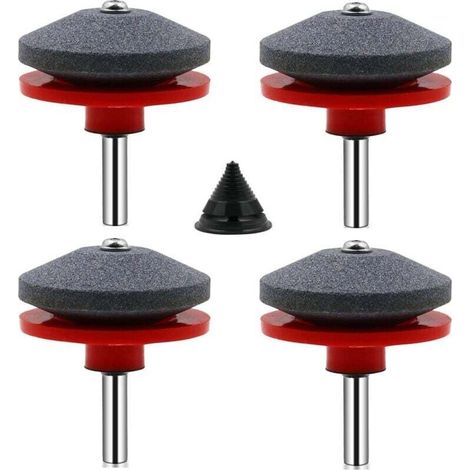 4-teiliges Universal-Rasenmähermesser-Schärfset, Trimmer-Schärfzubehör für Rasenmäher mit 1 Messer-Auswuchtset, 50 x 47 mm