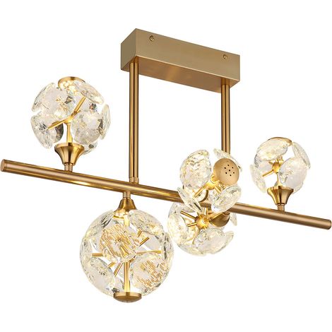 LED Deckenleuchte Deckenlampe Wohnzimmerleuchte Kristalle goldfarben L 61 cm (1/5)