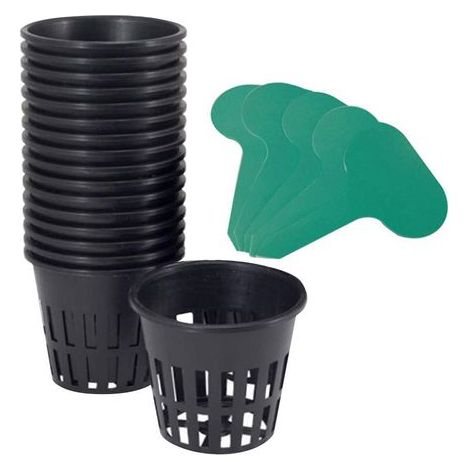 12 Paniers de Culture Hydroponique Noirs avec 10 Étiquettes Plantes, Filet de Croissance pour Fournitures Hydroponiques (1/5)