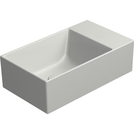 Lavabo en céramique KUBE X 40x23cm, sans trou pour robinetterie, droite/gauche, cenere mat (1/4)