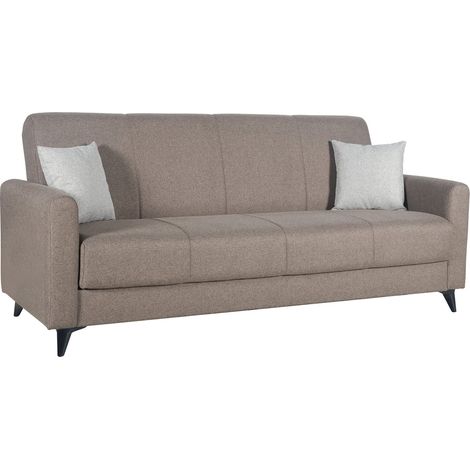 Divano Letto 3 Posti Mulazzo, Contenitore, di Apertura Click-clack, Lavabile, 220x90 cm Marrone