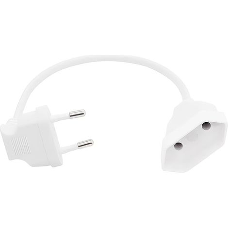 Rallonge Electrique Euro 90 Degrés,Câble d'Extension Courbé 2.5A 250V 625W avec Fiche Mâle et Prise Femelle Type C,Section 2x0.75 mm²,pour TV,PC,Moniteur,Projecteur en Intérieur (Blanc, 0.3m) (1/5)
