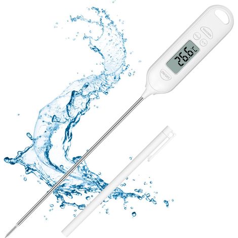 Thermomètre Cuisine, Thermomètre à Viande Numérique 3 Secondes Haute Précision avec Écran LCD °F/°C Bouton pour Nouriture, Viande, Huile, Lait, Vin, BBQ et Eau Chaude(Pile Incluse) (1/5)