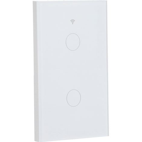 Interrupteur tactile mural double (norme américaine) Zigbee Tuya, commande vocale, 100-240 V CA, blanc (1/5)