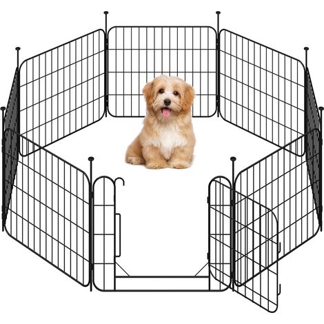 Homevive 8 Paneles Parque para Perros Valla Plegable de Metal para Cachorros Conejos Perreras para Interior/Exterior 60 x 50 cm