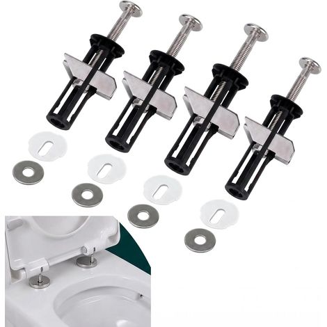Set of 4 Toilet Seat Fixing Screws, Universal Toilet Seat Fixing Kit, Alloy Expansion Screw Hinges without Tools, Suitable for 14-20 mm Holes (1/5)