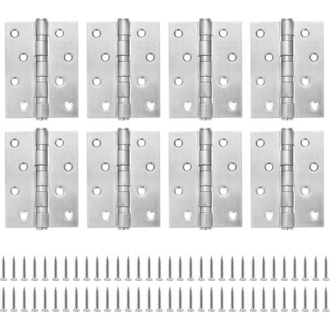 Charnière Inox Charniere Porte 100x76 mm, Charnieres de Portes en bois Exterieures Placard Roulement à Billes (8 pièces)