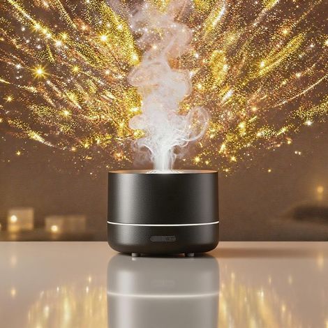 3-in-1 Sternenhimmel-Projektor (Schwarz) – Luftbefeuchter + Duftdiffusor + Nachtlicht – Gegen trockene Luft und für erholsamen Schlaf – Originelles Muttertagsgeschenk