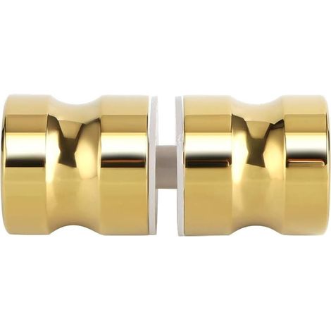Poignées de Porte Multilatéral de Douche Rondes en Verre, en Acier Inoxydable, Poignées Rechange pour Cabine de Douche, Écran de Douche, Or (1/5)