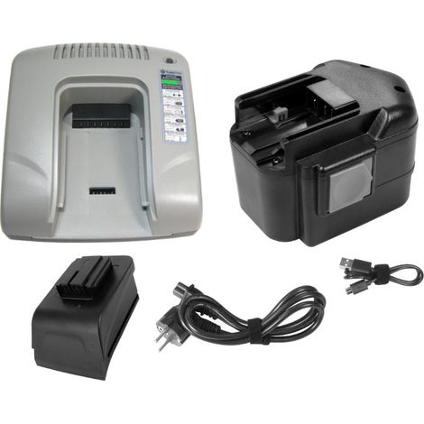 Trade-Shop 2in1 Set: Ni-MH Akku 12V / 2000mAh + USB Ladegerät kompatibel mit Milwaukee LokTor P12PX P12TX P12TXC S12PX S12TX S12TXC PAD12 PAS12PP CG12 (1/5)