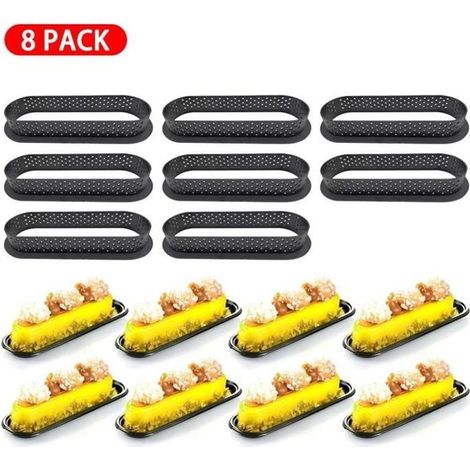 8 pièces forme ovale gâteau moule Mousse perforé Cutter décoration outil français Dessert bricolage anneau perforé antiadhésif (1/4)