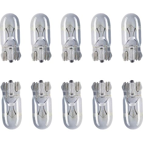 10 Pack 501 W5W T10 Car Bulbs 12V 5W – Capless Side Light, Number Plate, Interior, Dashboard & Parking Light Replacement – Clear Automotive Bulbs (1/2)