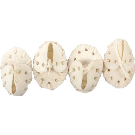 Os blanc pour chiens 100% naturel en forme de chaussure 4 pcs par 6 cm