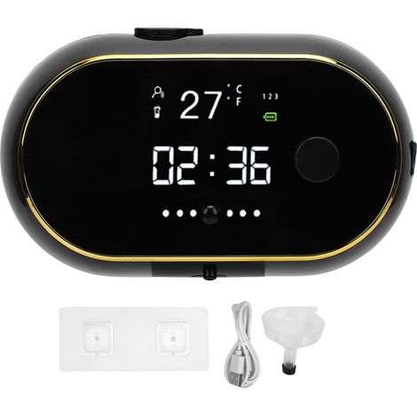 Distributeur de savon moussant automatique mural avec affichage numérique, rechargeable et sans contact, pour salle de bain et cuisine, noir. (1/5)