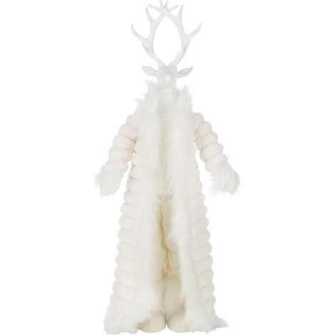 Statue Cerf Debout "Manteau" 92cm Blanc