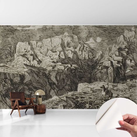 Papier peint adhésif décoratif pour salon chambre et cuisine Facile à poser avec colle Paysage montagneux 416x254 cm (1/5)