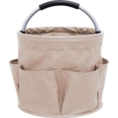 Sac à outils de jardin 17L pliable, organisateur d'outils, panier de récolte pour le camping et le jardin, kaki (1/5)