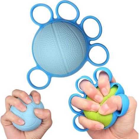 Palla per allenamento delle dita - Palla per la presa - Palla per terapia manuale - Palla antistress - Allenatore di forza della presa - Blu (1/4)