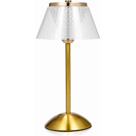 Ortviai Lampe de table LED cristal rechargeable avec variateur tactile 3 couleurs et abat-jour PMMA transparent (1/5)