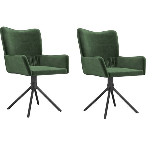 Lot de 2 Chaises pivotantes à manger,Chaise de cuisine Vert foncé Velours CFW53405 (1/5)