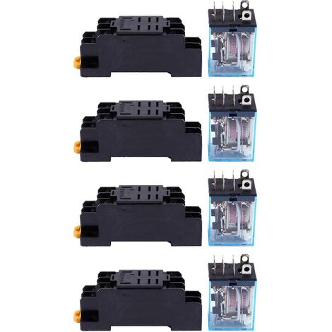 4 relais de puissance DPDT à bobine 220 V CA LY2NJ HH62P-L JQX-13F, 8 broches, avec support PTF08A (1/5)