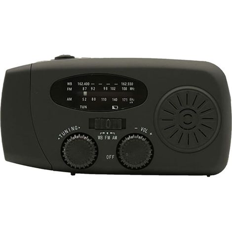 Radio solaire générique, radio météo à manivelle, radio d'alerte portable - Radio solaire chargée par USB, lampe de poche LED, radio AM/FM pour le camping de survie (1/4)