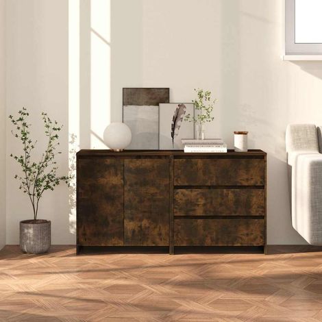 vidaXL Buffets 2 pcs Chêne fumé Bois d'ingénierie (1/5)