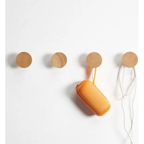 Patère Murale - Bois Massif - Sans Perçage - Pour Chambre Salon - 4 Pièces (1/4)